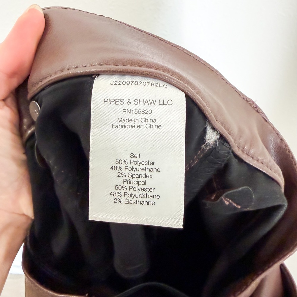 Veronica Beard Carson Flare 70s Bootcut High Rise Leather Boho Brown Pants 26 - Picture 6 of 6